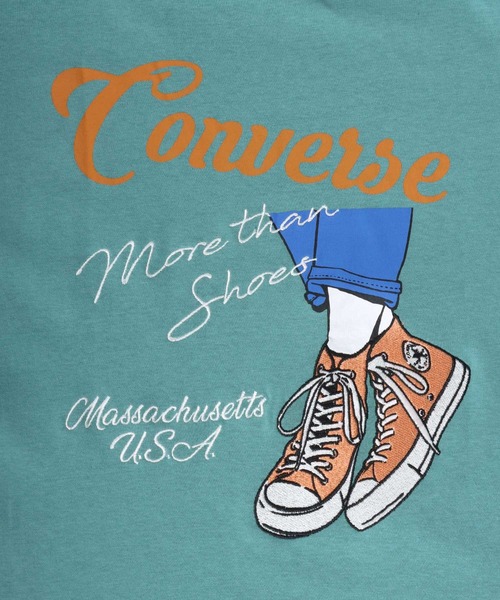 CONVERSE(コンバース)の「CONVERSE(コンバース)ドライ素材 シューズグラフィックバックプリントTシャツ レディース(Tシャツ/カットソー・レディース・グリーン/オフホワイト/ネイビー/スミクロ・M/L)」の20枚目の写真