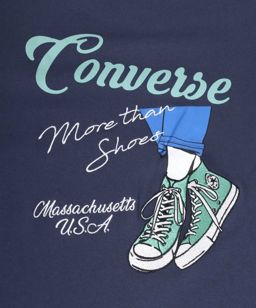 CONVERSE(コンバース)の「CONVERSE(コンバース)ドライ素材 シューズグラフィックバックプリントTシャツ レディース(Tシャツ/カットソー・レディース・グリーン/オフホワイト/ネイビー/スミクロ・M/L)」の16枚目の写真