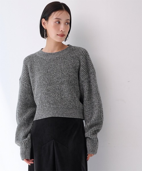 UR'S(ユアーズ)の「クルーネッククロップドニット(ニット/セーター・レディース・アイボリー/ピンク/グレー・S/M/L)」の14枚目の写真