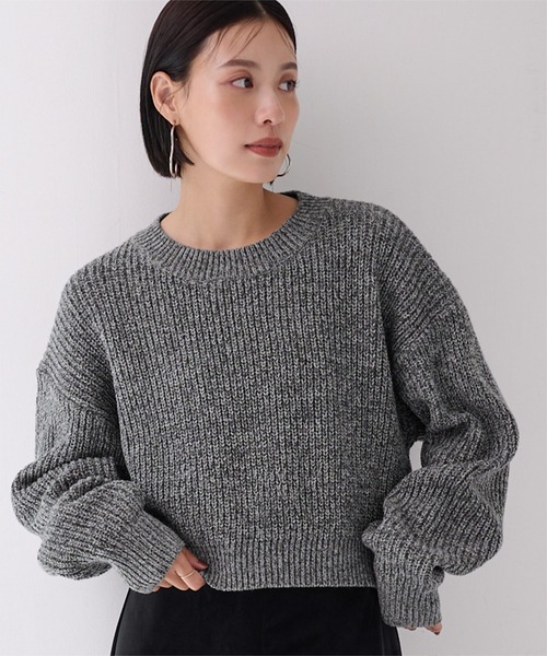 UR'S(ユアーズ)の「クルーネッククロップドニット(ニット/セーター・レディース・アイボリー/ピンク/グレー・S/M/L)」の19枚目の写真