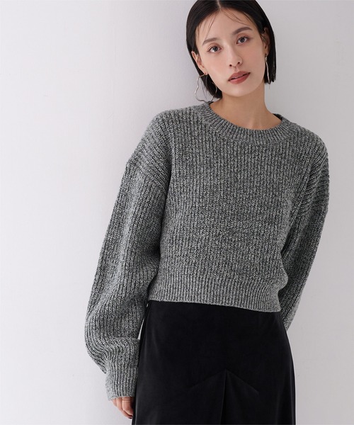 UR'S(ユアーズ)の「クルーネッククロップドニット(ニット/セーター・レディース・アイボリー/ピンク/グレー・S/M/L)」の22枚目の写真