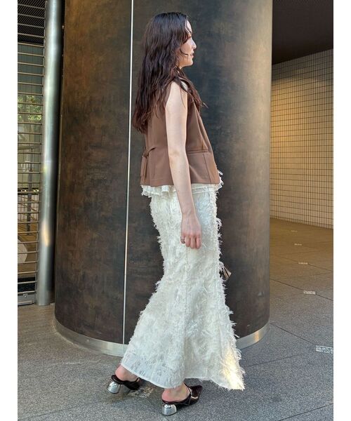 LAGUNAMOON（ラグナムーン）の「カットジャガードナロースカート（スカート・レディース・ブラック/アイボリー・SMALL/MEDIUM）」の18枚目の写真