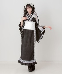 浴衣ドレス　大人用　姫ギャル　花　地雷　フリルレース　セパレート　クリーム色 レディース浴衣 浴衣 レース フリル レディースの浴衣 フリル