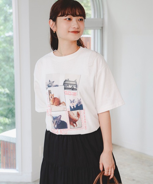 BEAMS HEART（ビームスハート）の「ネコ フォト コラージュ Tシャツ（Tシャツ/カットソー・レディース・オフホワイト/ブラック/ホワイト系その他5/ブラック系その他4・FREE）」の21枚目の写真