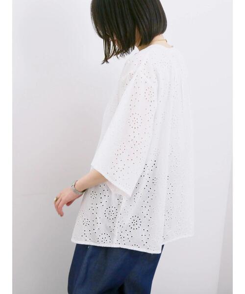 Samansa Mos2 blue（サマンサモスモスブルー）の「【Made in India】タッセル付ギャザーレースブラウス（シャツ/ブラウス・レディース・オフホワイト/パープル/ブラック・F）」の10枚目の写真