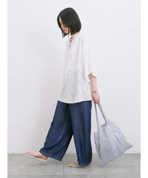 Samansa Mos2 blue（サマンサモスモスブルー）の「【Made in India】タッセル付ギャザーレースブラウス（シャツ/ブラウス・レディース・オフホワイト/パープル/ブラック・F）」の12枚目の写真