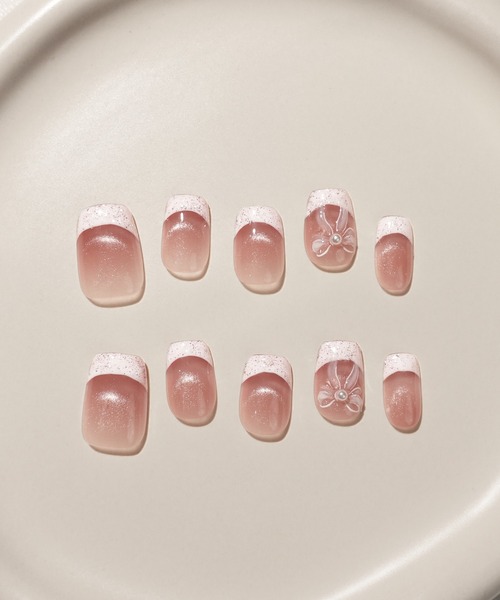 3D水光ネイルチップマグネットグラデーションスクエアオーバルネイル