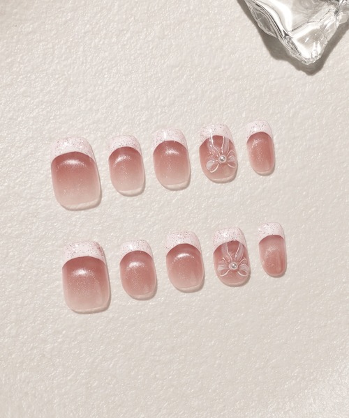 3D水光ネイルチップマグネットグラデーションスクエアオーバルネイル