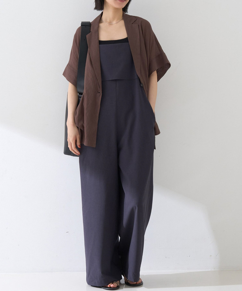 Rouge vif（ルージュヴィフ）の「フレアストレートワイドサロペット（サロペット/オーバーオール・レディース・ブラウン/グレー・38/36）」の2枚目の写真