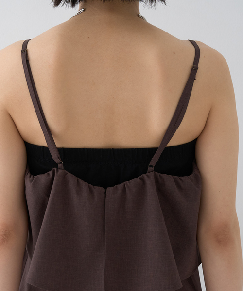 Rouge vif（ルージュヴィフ）の「フレアストレートワイドサロペット（サロペット/オーバーオール・レディース・ブラウン/グレー・38/36）」の6枚目の写真