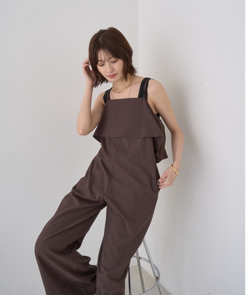 Rouge vif(ルージュヴィフ)の「フレアストレートワイドサロペット(サロペット/オーバーオール・レディース・ブラウン/グレー・38/36)」の15枚目の写真