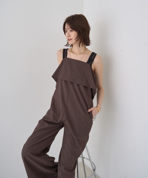 Rouge vif(ルージュヴィフ)の「フレアストレートワイドサロペット(サロペット/オーバーオール・レディース・ブラウン/グレー・38/36)」の16枚目の写真