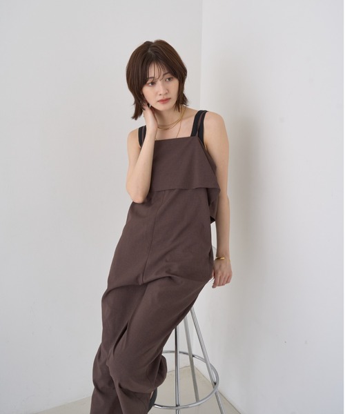 Rouge vif(ルージュヴィフ)の「フレアストレートワイドサロペット(サロペット/オーバーオール・レディース・ブラウン/グレー・38/36)」の18枚目の写真