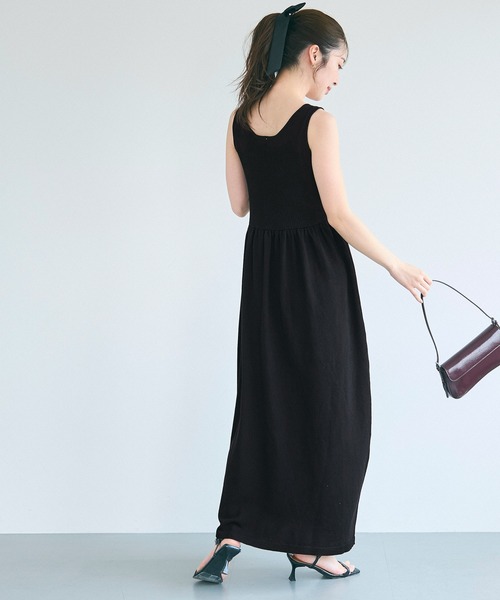 coca（coca）（コカ）の「Vネックニットドレス（ワンピース・レディース・ブラック/ブラウン・L/S/M）」の5枚目の写真