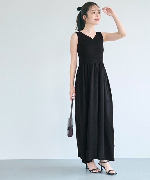 coca（coca）（コカ）の「Vネックニットドレス（ワンピース・レディース・ブラック/ブラウン・L/S/M）」の9枚目の写真