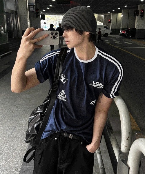 COSYHARU（コシハル）の「89ライン半袖Tシャツ（Tシャツ/カットソー・メンズ・ホワイト/ブラック/ネイビー・FREE）」の3枚目の写真