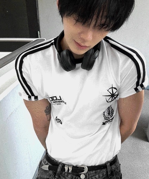 COSYHARU（コシハル）の「89ライン半袖Tシャツ（Tシャツ/カットソー・メンズ・ホワイト/ブラック/ネイビー・FREE）」の7枚目の写真