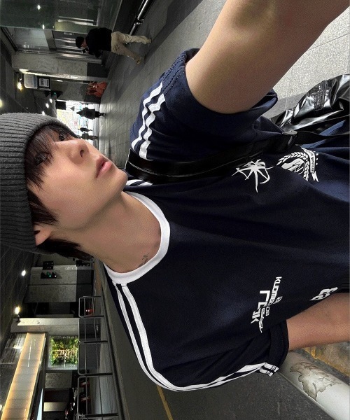 COSYHARU（コシハル）の「89ライン半袖Tシャツ（Tシャツ/カットソー・メンズ・ホワイト/ブラック/ネイビー・FREE）」の4枚目の写真