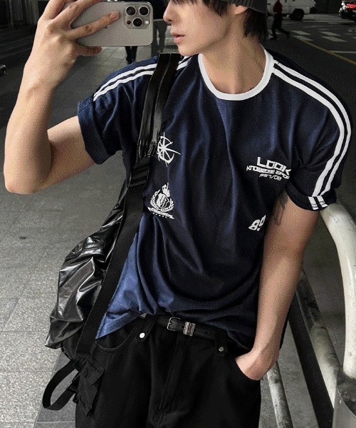 COSYHARU（コシハル）の「89ライン半袖Tシャツ（Tシャツ/カットソー・メンズ・ホワイト/ブラック/ネイビー・FREE）」の5枚目の写真