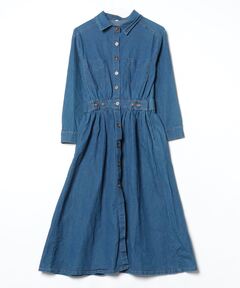 セール】シャンブレー シャツ ミディ ドレス（シャツワンピース