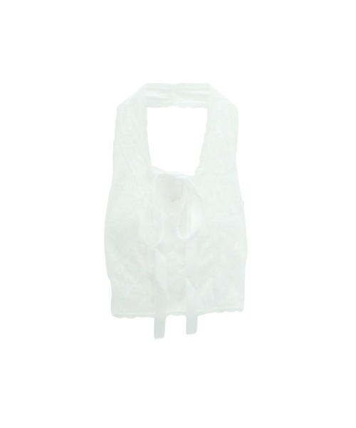 tinkerend(ティンカーエンド)の「Halter Neck Ribbon Lace Top / ホルターネックリボンレーストップス(シャツ/ブラウス・レディース・ホワイト/ブラック・FREE)」の20枚目の写真