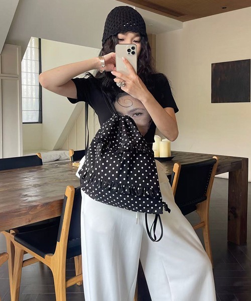 セール】ドット柄フリルナップサック（バックパック/リュック