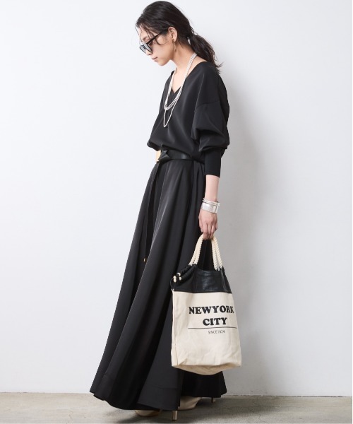 CHIC STYLE(シックスタイル)の「Vネック袖リブブラウス<大きいサイズ有>シックスタイル(シャツ/ブラウス・レディース・ブラック/ブラウン・5L/4L/3L/LL/L/M)」の9枚目の写真