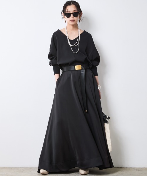CHIC STYLE(シックスタイル)の「Vネック袖リブブラウス<大きいサイズ有>シックスタイル(シャツ/ブラウス・レディース・ブラック/ブラウン・5L/4L/3L/LL/L/M)」の10枚目の写真