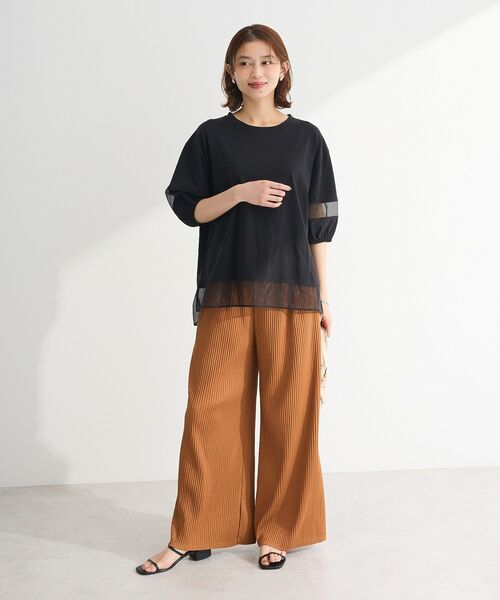 Green　Parks（グリーンパークス）の「シアードッキングプルオーバー2（Tシャツ/カットソー・レディース・ネイビー/オレンジ/ブラック/オフホワイト・FREE）」の6枚目の写真