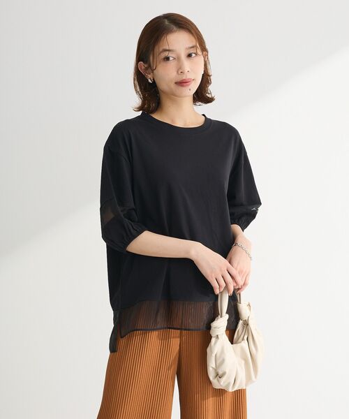 Green　Parks（グリーンパークス）の「シアードッキングプルオーバー2（Tシャツ/カットソー・レディース・ネイビー/オレンジ/ブラック/オフホワイト・FREE）」の9枚目の写真