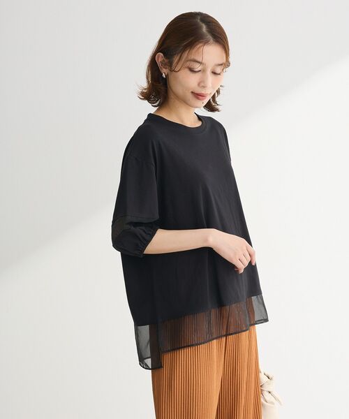 Green　Parks（グリーンパークス）の「シアードッキングプルオーバー2（Tシャツ/カットソー・レディース・ネイビー/オレンジ/ブラック/オフホワイト・FREE）」の10枚目の写真