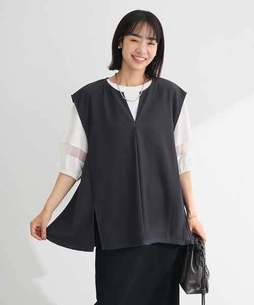 Green　Parks（グリーンパークス）の「シアードッキングプルオーバー2（Tシャツ/カットソー・レディース・ネイビー/オレンジ/ブラック/オフホワイト・FREE）」の20枚目の写真