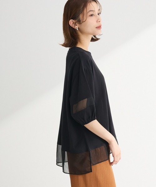 Green　Parks（グリーンパークス）の「シアードッキングプルオーバー2（Tシャツ/カットソー・レディース・ネイビー/オレンジ/ブラック/オフホワイト・FREE）」の2枚目の写真