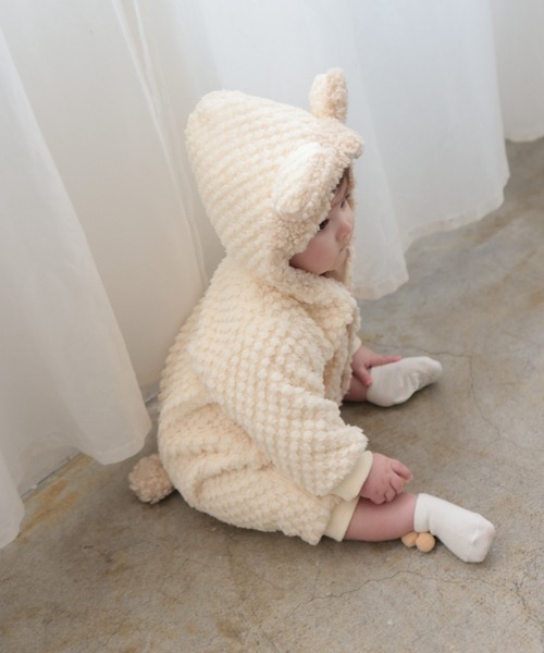 LaStella（ラステラ）の「ｱﾆﾏﾙﾛﾝﾊﾟｽ（ロンパース・キッズ・オフホワイト/イエロー/ラベンダー・80/70）」の4枚目の写真