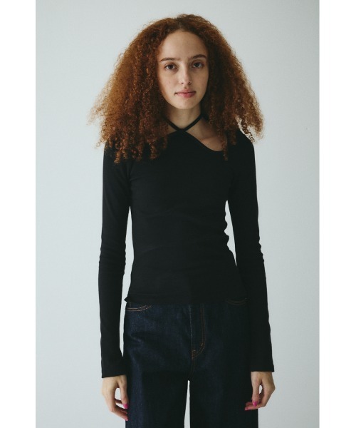 HeRIN.CYE(ヘリンドットサイ)の「Wave neck tops ウェーブネックトップス(Tシャツ/カットソー・レディース・ブラウン/ブラック/ホワイト・FREE)」の2枚目の写真