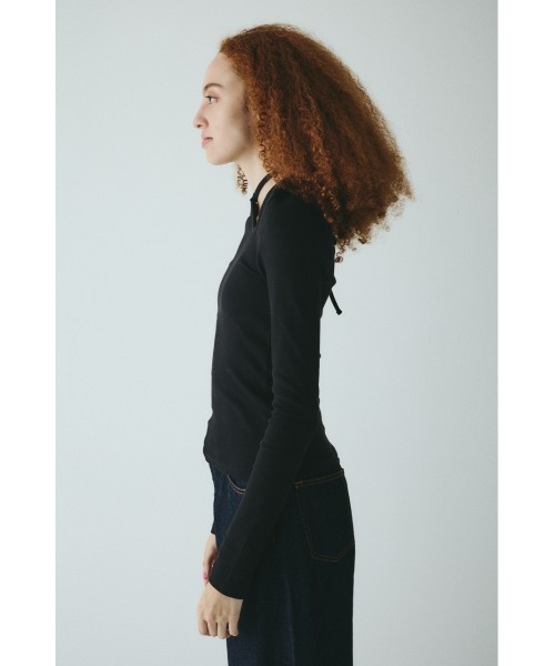 HeRIN.CYE(ヘリンドットサイ)の「Wave neck tops ウェーブネックトップス(Tシャツ/カットソー・レディース・ブラウン/ブラック/ホワイト・FREE)」の14枚目の写真