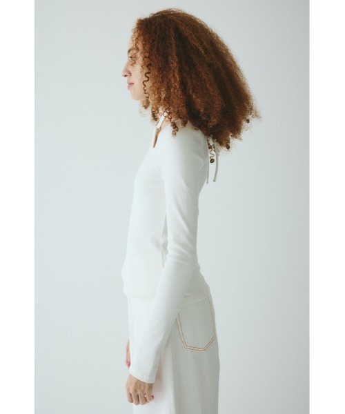 HeRIN.CYE(ヘリンドットサイ)の「Wave neck tops ウェーブネックトップス(Tシャツ/カットソー・レディース・ブラウン/ブラック/ホワイト・FREE)」の11枚目の写真
