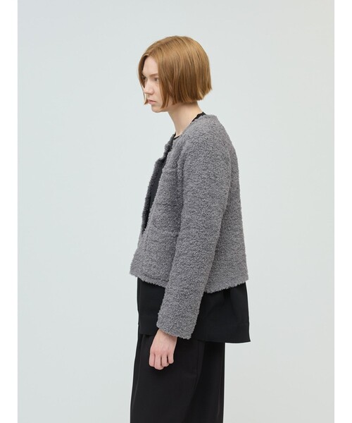 mizuiroind（ミズイロインド）の「mizuiro ind ポケット付きヘアリークルーネックカーディガン（カーディガン/ボレロ・レディース・アイボリー/ライトグレー/ブラック・FREE）」の9枚目の写真