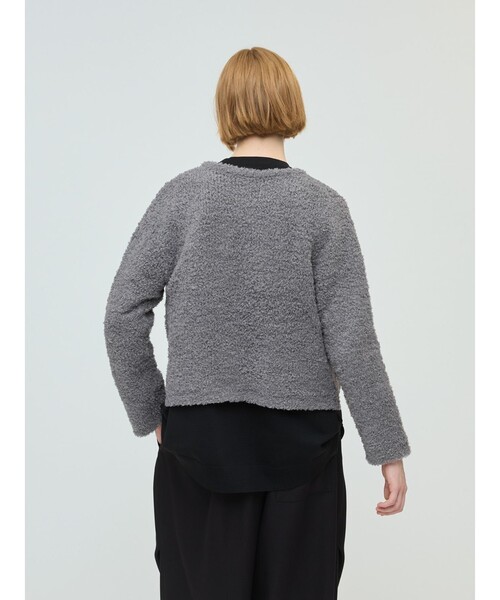 mizuiroind（ミズイロインド）の「mizuiro ind ポケット付きヘアリークルーネックカーディガン（カーディガン/ボレロ・レディース・アイボリー/ライトグレー/ブラック・FREE）」の10枚目の写真