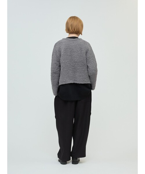 mizuiroind（ミズイロインド）の「mizuiro ind ポケット付きヘアリークルーネックカーディガン（カーディガン/ボレロ・レディース・アイボリー/ライトグレー/ブラック・FREE）」の14枚目の写真