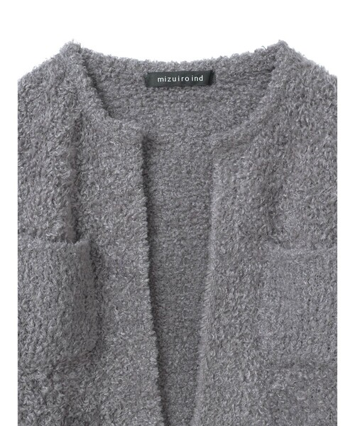 mizuiroind（ミズイロインド）の「mizuiro ind ポケット付きヘアリークルーネックカーディガン（カーディガン/ボレロ・レディース・アイボリー/ライトグレー/ブラック・FREE）」の15枚目の写真