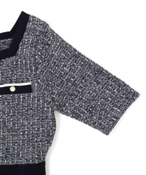 JILL by JILL STUART(ジルバイジルスチュアート)の「◇ミックスツイード切替ニットワンピース(ワンピース・レディース・ブラック/ピンク/ネイビー・FREE)」の9枚目の写真
