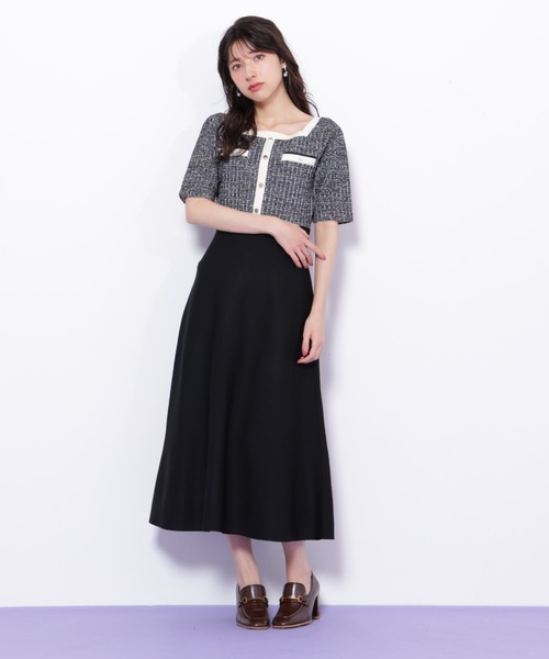 JILL by JILL STUART(ジルバイジルスチュアート)の「◇ミックスツイード切替ニットワンピース(ワンピース・レディース・ブラック/ピンク/ネイビー・FREE)」の14枚目の写真