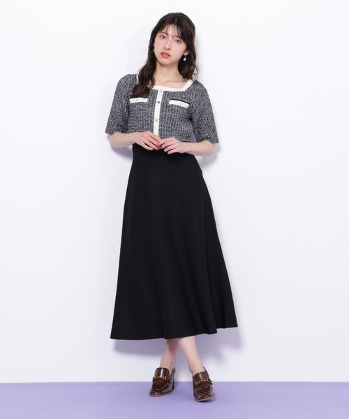 JILL by JILL STUART(ジルバイジルスチュアート)の「◇ミックスツイード切替ニットワンピース(ワンピース・レディース・ブラック/ピンク/ネイビー・FREE)」の15枚目の写真