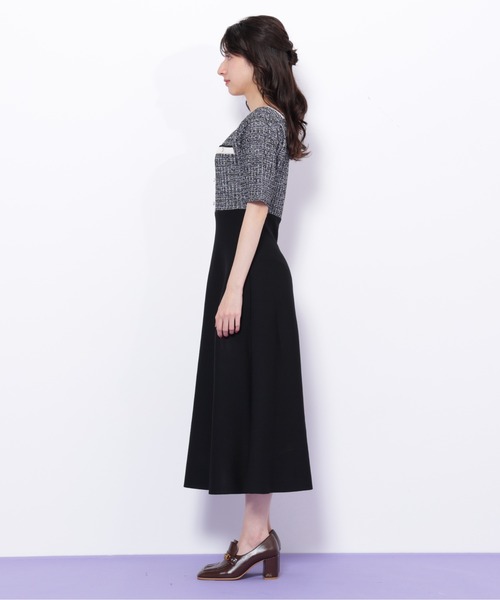 JILL by JILL STUART(ジルバイジルスチュアート)の「◇ミックスツイード切替ニットワンピース(ワンピース・レディース・ブラック/ピンク/ネイビー・FREE)」の19枚目の写真