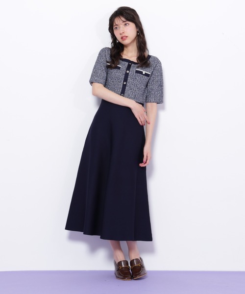 ◇ミックスツイード切替ニットワンピース（ワンピース）｜JILL by JILL