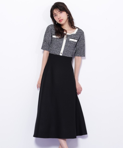 TO BE CHIC トゥービーシック ミックスツイードワンピース 38