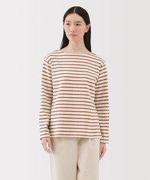 婦人 太番手ボートネック長袖Tシャツ