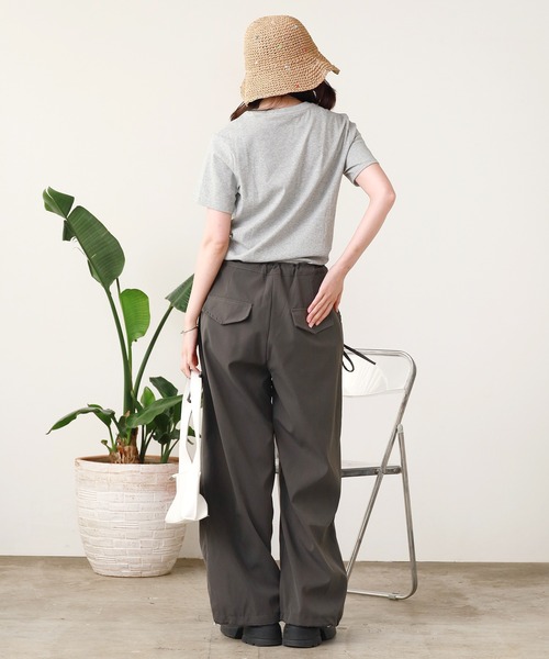 セール】Drawstring Design Wide Pants/ドローコードデザインワイド