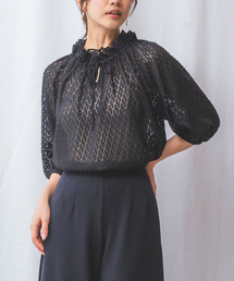 NARACAMICIE（ナラカミーチェ）の「【NARACAMICIE】カットジャガードドロストネック七分袖ブラウス（シャツ/ブラウス）」